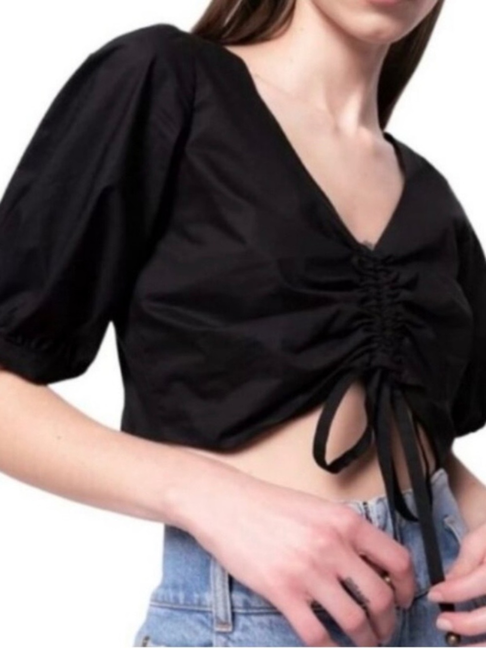Pinko Cropped Black Blouse Size 2 NWOT